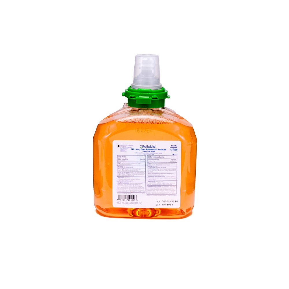 Reliable Brand® Antimicrobial Translucent Amber Foam Hand Soap (1200 ml, 2 Containers/Case)